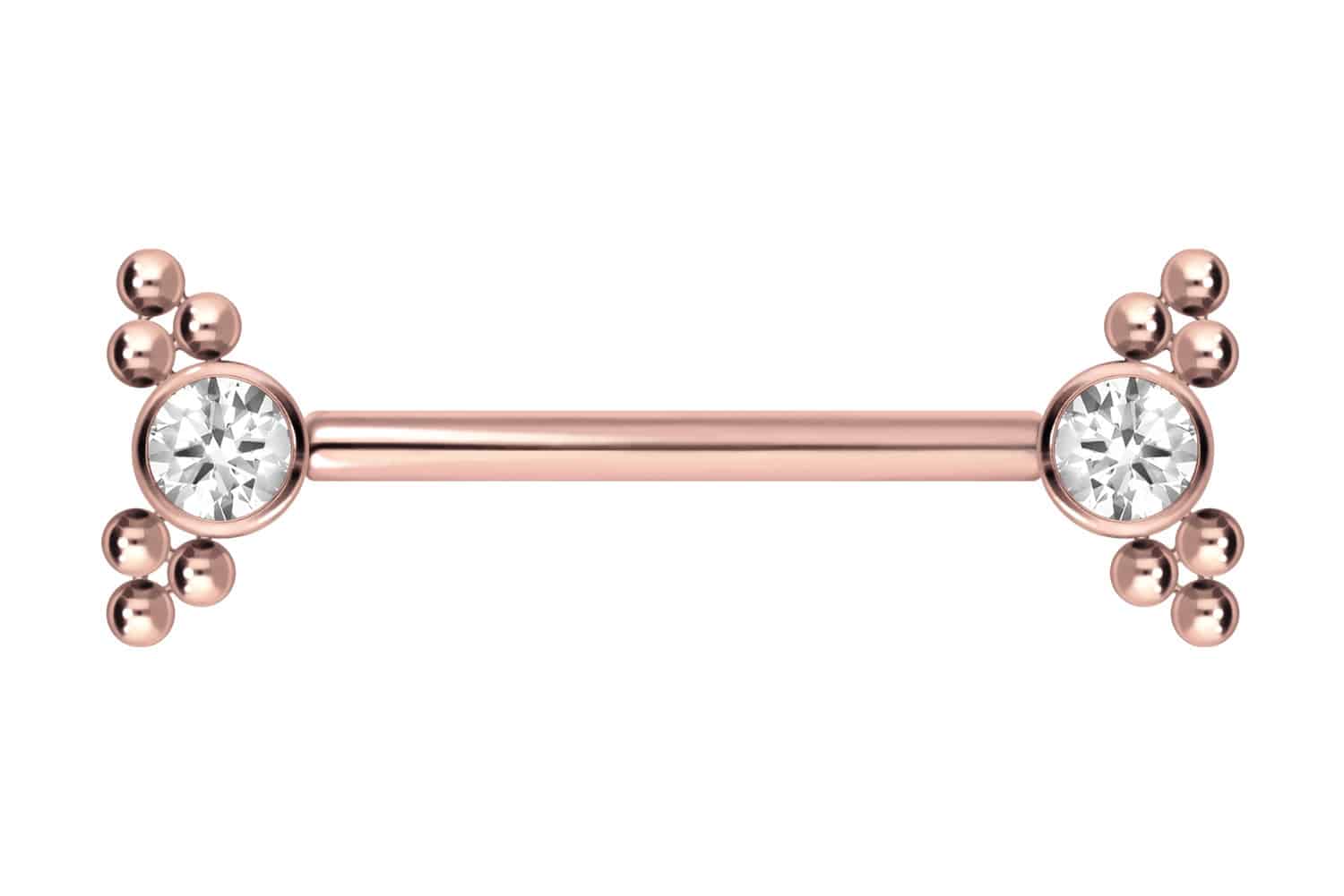 Titan Barbell Piercing mit Push Fit KRISTALL + 2 KUGELDREIECKE